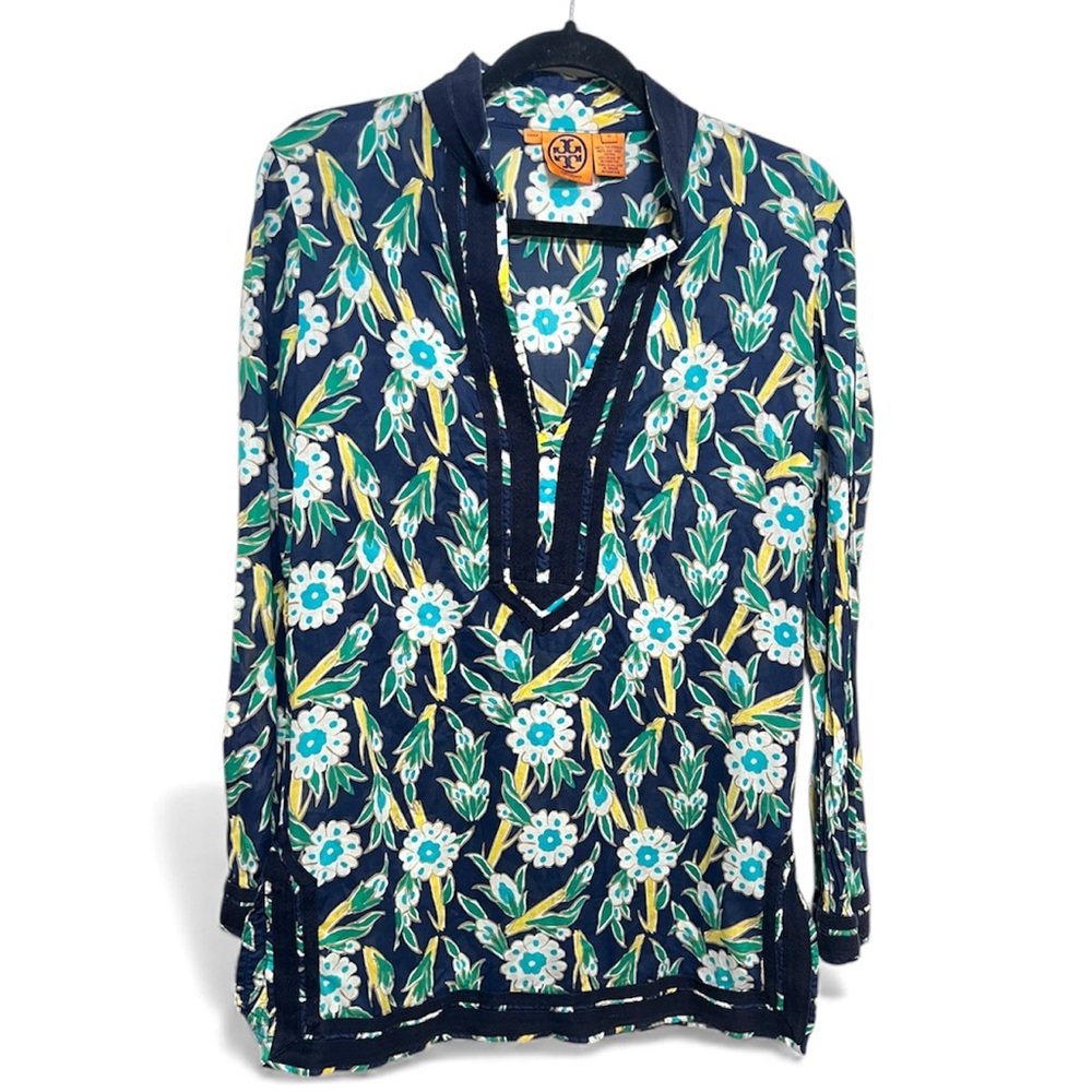 Tory Burch Navy Floral Blouse